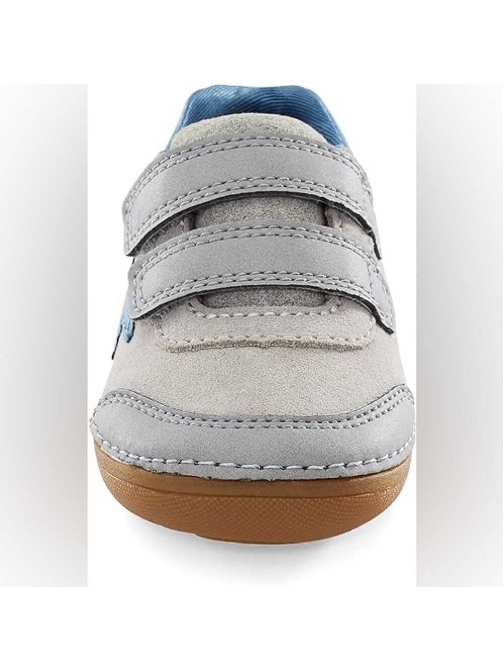 Size 3 Wide Baby Stride Rite Beige and Blue Kids' Sneakers